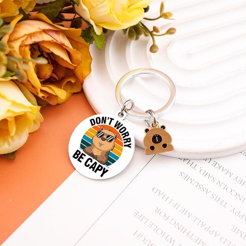 Capybara Gifts Capybara Keychain for Women Friends Cute Capybaras Stuff Decor Accessories for Girls Capybaras Lovers Unique Birthday Christmas Gifts Don't Worry Be Capy Keyring in Saudi Arabia