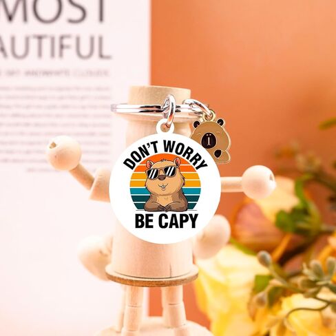 Capybara Gifts Capybara Keychain for Women Friends Cute Capybaras Stuff Decor Accessories for Girls Capybaras Lovers Unique Birthday Christmas Gifts Don't Worry Be Capy Keyring in Saudi Arabia