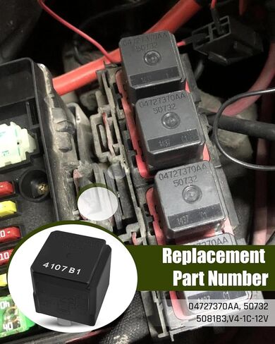 04727370AA 50732 12VDC 5Pins Automotive Relay Fit for Chrysler Dodge Jeep Ram, Replacement 5081 B3, V4-1C-12V, 4Pcs in Saudi Arabia
