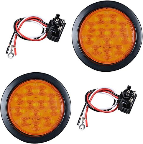 Astra Depot 2X Clear Lens White 12 LED 4" Round Back-up Reverse Light Grommet Plug Kit Truck Trailer RV Long Vehicle in Saudi Arabia