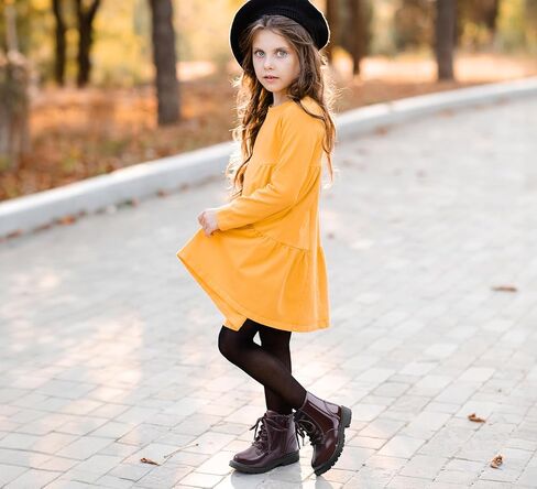 Girls Dress Boots Waterproof Combat Boots Lace Up Side Zipper Patent Ankle Booties for Toddler/Little Kid in Kuwait