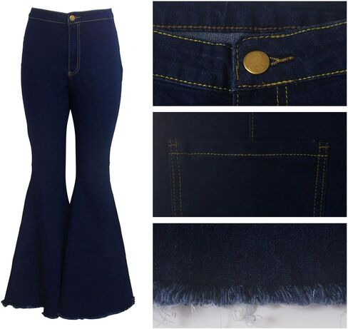 الجينز السفلي للنساء للنساء عالي الخصر النحيف دمر Flare كلاسيكي السراويل الأزياء in Kuwait