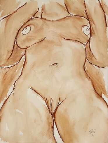 Large Expressive Female Nude drawing. Abstracted standing nude life model. in Saudi Arabia