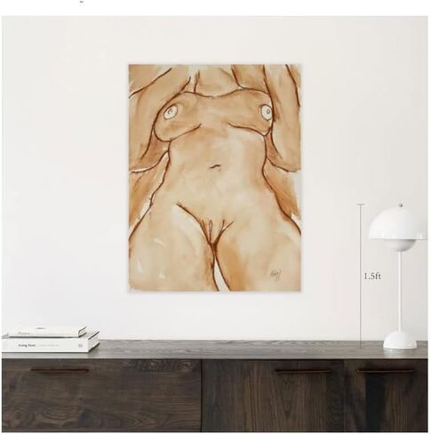 Large Expressive Female Nude drawing. Abstracted standing nude life model. in Saudi Arabia