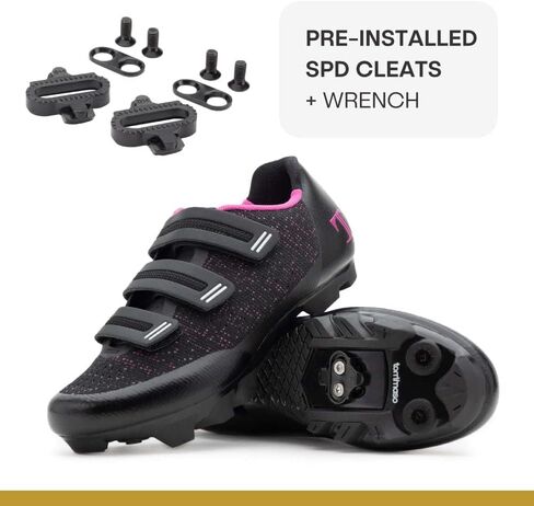 Tommaso Women's SPD Cycling Shoes – for Mountain Biking and Outdoor Walkable Comfort – Compatible with SPD Cleats – Pre-Installed Cleats Included in Kuwait