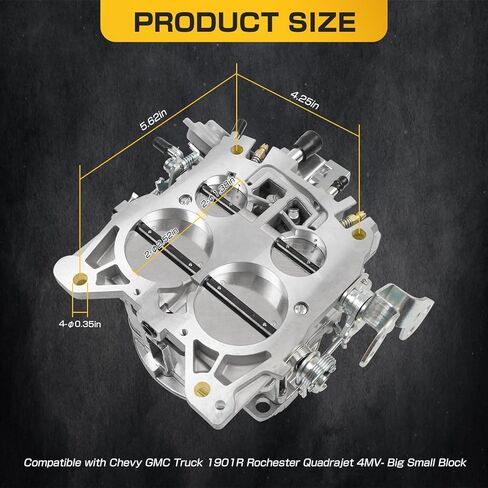4 Barrel Carburetor Replacement for Rochester Quadrajet 1901R 1901-GG 4MV 750 CFM 4BBL Compatible with Chevy 350 454 327 396 400 427 V8 Engines GMC Trucks 1966-1973 Corvettes 1975-1979 Manual Choke in Kuwait
