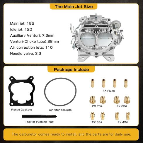 4 Barrel Carburetor Replacement for Rochester Quadrajet 1901R 1901-GG 4MV 750 CFM 4BBL Compatible with Chevy 350 454 327 396 400 427 V8 Engines GMC Trucks 1966-1973 Corvettes 1975-1979 Manual Choke in Kuwait