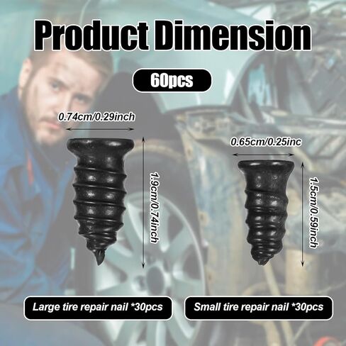 60 PCS Tyre Slud Kit ، مجموعة إصلاح الإطارات المسطحة المطاطية لثقبات الإطارات ، مجموعة متينة لإصلاح الإطارات. in Saudi Arabia