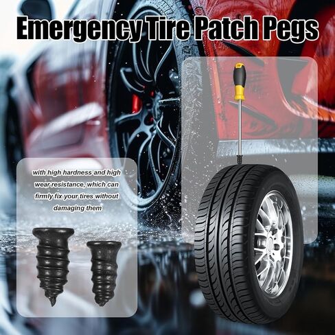 60 PCS Tyre Slud Kit ، مجموعة إصلاح الإطارات المسطحة المطاطية لثقبات الإطارات ، مجموعة متينة لإصلاح الإطارات. in Saudi Arabia