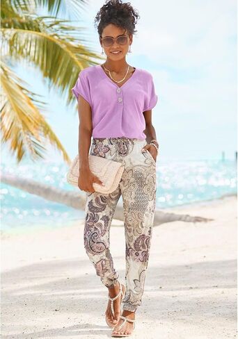 LASCANA Women's Smocked Elastic Hem Pants in Saudi Arabia