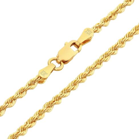 Nuragold 10k Yellow Gold 2mm Rope Chain Diamond Cut Bracelet or Anklet (7"-9") Italian Jewelry for Men & Women in Saudi Arabia