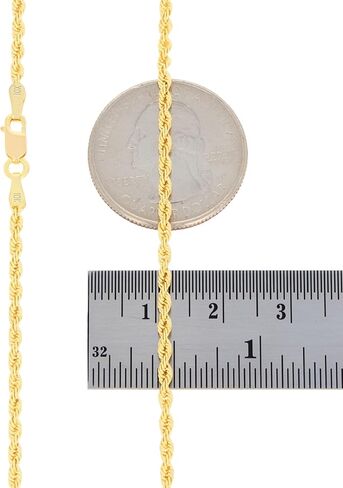 Nuragold 10k Yellow Gold 2mm Rope Chain Diamond Cut Bracelet or Anklet (7"-9") Italian Jewelry for Men & Women in Saudi Arabia