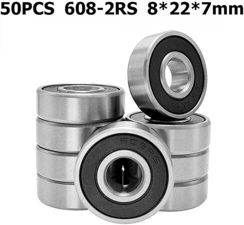 50pcs 608 2RS Ball Bearing ABEC-5 8x22x7 mm Groove Steel Feathed Ball Bealings 608rs Z3V3 608-2rs 608rs Red Bearing (608-2rs Black) in Kuwait