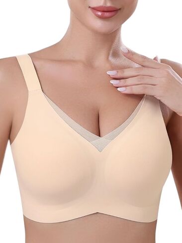 Seamless Bras for Women Full Coverage No Underwire Scalloped Push Up Bras Soft Wireless Comfort Bralettes in Saudi Arabia