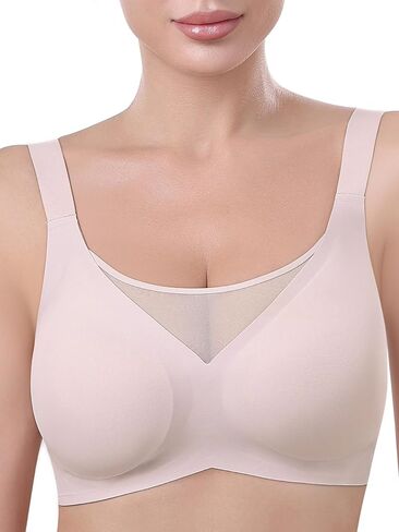 Seamless Bras for Women Full Coverage No Underwire Scalloped Push Up Bras Soft Wireless Comfort Bralettes in Saudi Arabia