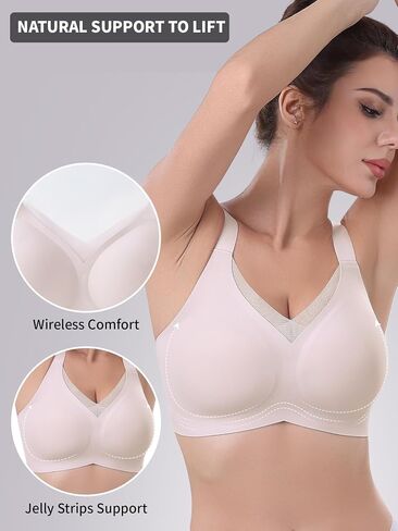 Seamless Bras for Women Full Coverage No Underwire Scalloped Push Up Bras Soft Wireless Comfort Bralettes in Saudi Arabia