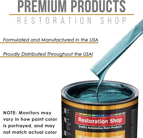 Restoration Shop - Teal Green Metallic Urethane Basecoat Auto Paint - Gallon Paint Color Only - Professional High Gloss Automotive, Car, Truck Refinish Coating in Saudi Arabia