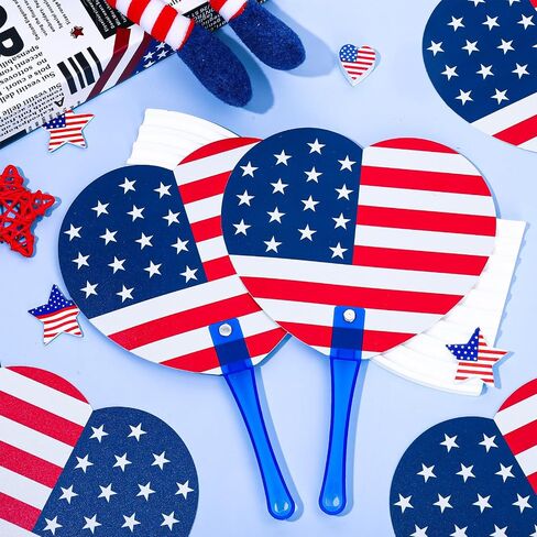 50Pcs Patriotic Handheld Fans 4th of July Independence Day Handheld Fans American Flag Stars Stripes Heart Shape Double Sided Plastic Fan for Guests Holiday Birthday Party Favor Parade Gifts in Saudi Arabia