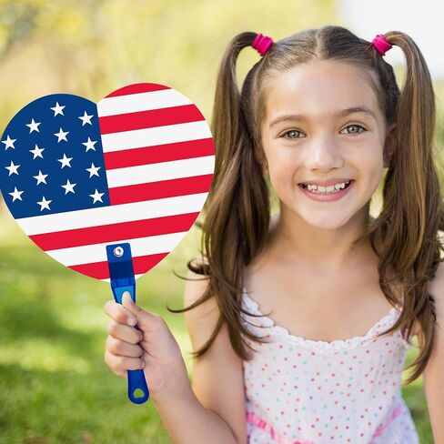 50Pcs Patriotic Handheld Fans 4th of July Independence Day Handheld Fans American Flag Stars Stripes Heart Shape Double Sided Plastic Fan for Guests Holiday Birthday Party Favor Parade Gifts in Saudi Arabia