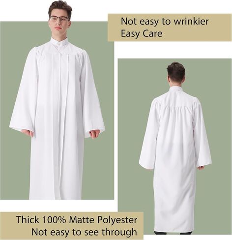 IvyRobes 12 Pcs Adults Matte Choir Robes for Church Baptism Judge Graduation Gown Confirmation Officiant Pastor Costume in Saudi Arabia
