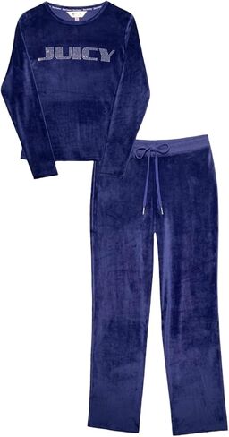 Juicy Couture Women’s Velvet Fleece Pajama Set with Long Sleeve Top and Pants in Kuwait