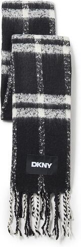 DKNY womens Plaid Fluffy Blanket Scarf With Eyelash Fringe in Saudi Arabia