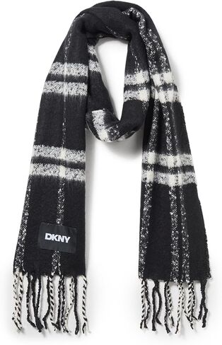 DKNY womens Plaid Fluffy Blanket Scarf With Eyelash Fringe in Saudi Arabia