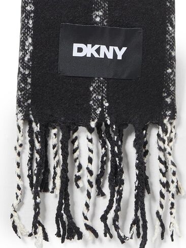 DKNY womens Plaid Fluffy Blanket Scarf With Eyelash Fringe in Saudi Arabia