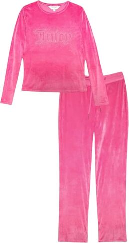 Juicy Couture Women’s Velvet Fleece Pajama Set with Long Sleeve Top and Pants in Kuwait