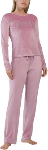 Juicy Couture Women’s Velvet Fleece Pajama Set with Long Sleeve Top and Pants in Kuwait