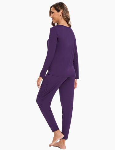 Bamboo Viscose Women Pajama Sets Long Sleeve Crew Neck Lounge Set with Pockets in Saudi Arabia