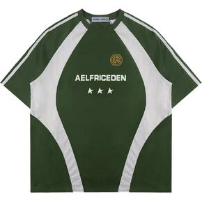 Aelfric Eden Oversized T-Shirt Streetwear Contrast Color Tee Unisex Vintage Racing Tshirts Summer Baggy Tops in Kuwait