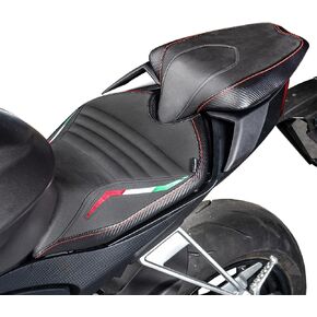 Motorcycle Leather Front Rider Saddle Solo Rear Passenger Seat Cushion Pillion Pad Compatible with RS 660 RS660 2020 2021 2022 2023 2024, Black in Kuwait
