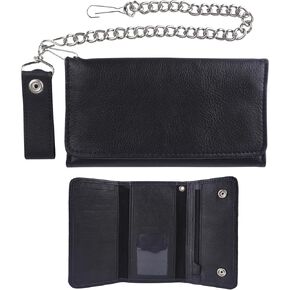 Men's Biker Wallet with Chain - Genuine Leather Trifold Wallet for Motorcycles and Trucks, Durable and Stylish Chain Wallet with Card Slots, Coin Pocket, and Cash Compartments in Saudi Arabia