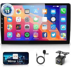 Android Car Radio 10.1 بوصة مع Bluetooth ، رابط المرآة ، راديو سيارة شاشة مزدوجة Dino Din Din مع GPS ، WiFi ، DSP FM RDS Radio ، USB ، SWC مع كاميرا احتياطية in Kuwait