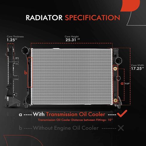 A-Premium Engine Coolant Radiator Assembly with Transmission Oil Cooler Compatible with Mercedes-Benz Models - C300 08-14, C350 10-15, E350 10-14, E400 13-17, E550 10-17, GLK350 10-15 in Saudi Arabia