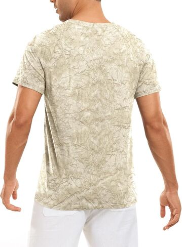 القمصان الصيفية للرجال الصيفية القطن القطن القطن غير الرسمي هينلي تي شيرتات زر راجلان كم TEes in Kuwait