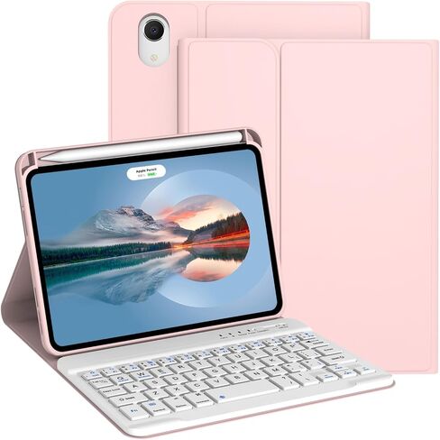 Keyboard Case for iPad Mini 7th Generation (A17 Pro) 2024 / 6th Gen 2021 8.3 Inch [Magnetic Detachable Wireless Keyboard][Support 3 System] Flip Stand Case with Pencil Holder, Black in Kuwait