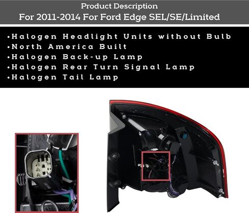 استبدال المصباح الخلفي لـ Ford Edge 2011 2012 2013 2014 SE/SEL/Limited Tail Light Assembly w/bulb | نقطة/ساي | الهالوجين | أمريكا الشمالية بنيت | الجانب الأيمن | BT4Z 13404 B / FO2801223 in Saudi Arabia