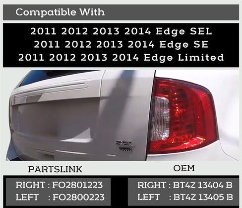 استبدال المصباح الخلفي لـ Ford Edge 2011 2012 2013 2014 SE/SEL/Limited Tail Light Assembly w/bulb | نقطة/ساي | الهالوجين | أمريكا الشمالية بنيت | الجانب الأيمن | BT4Z 13404 B / FO2801223 in Saudi Arabia