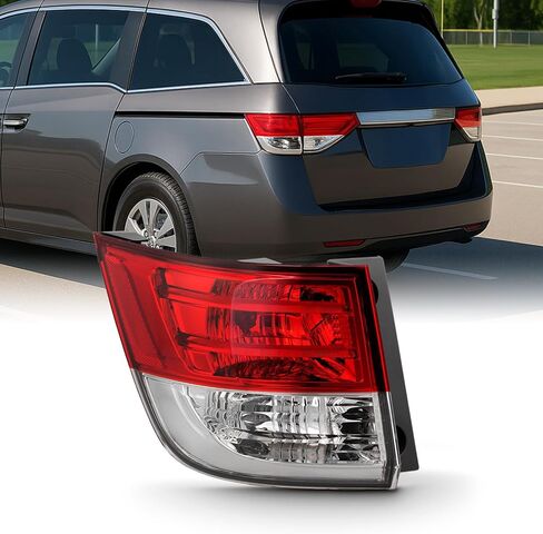 AKKON - Fits 2014-2017 Honda Odyssey [Halogen Type] Chrome Red Tail Light Brake Lamp Outer Driver Left Side Replacement in Kuwait