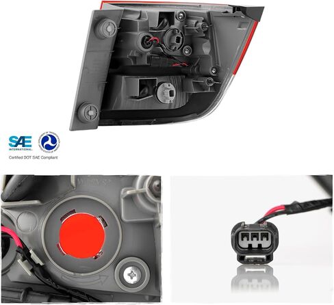 AKKON - Fits 2014-2017 Honda Odyssey [Halogen Type] Chrome Red Tail Light Brake Lamp Outer Driver Left Side Replacement in Kuwait
