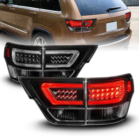 AmeriLite for 2011-2013 Jeep Grand Cherokee WK2 LED Tube Black Replacement Tail Lights Assembly Set - Passenger and Driver Side in Saudi Arabia