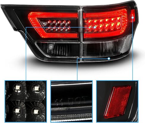 AmeriLite for 2011-2013 Jeep Grand Cherokee WK2 LED Tube Black Replacement Tail Lights Assembly Set - Passenger and Driver Side in Saudi Arabia