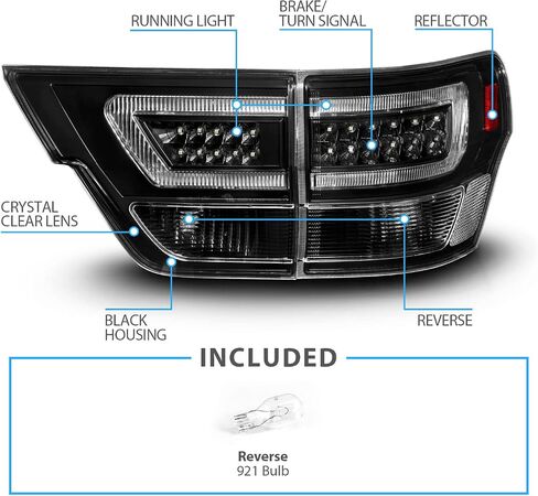 AmeriLite for 2011-2013 Jeep Grand Cherokee WK2 LED Tube Black Replacement Tail Lights Assembly Set - Passenger and Driver Side in Saudi Arabia