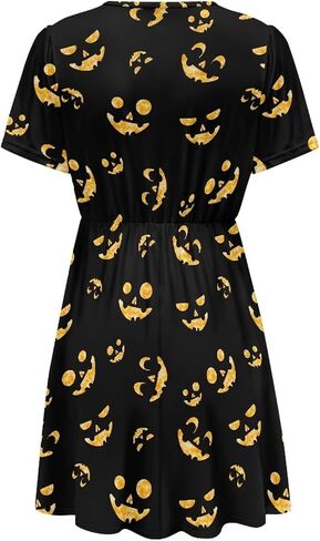 Womens Short Sleeve Midi Dress for Spring Summer V Neck Pleated Waist Casual Dresses in Kuwait
