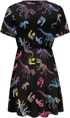 Womens Short Sleeve Midi Dress for Spring Summer V Neck Pleated Waist Casual Dresses in Kuwait