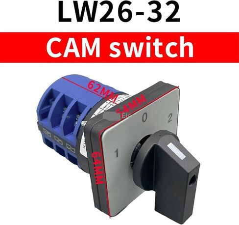 1pc lw26-32/3 3position Rotary Switch 32A 2 Poles Changeover cam Universal Switch 1-0-2 Silver Contact in Saudi Arabia