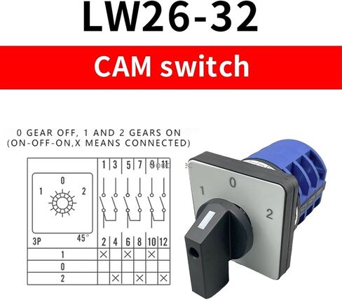 1pc lw26-32/3 3position Rotary Switch 32A 2 Poles Changeover cam Universal Switch 1-0-2 Silver Contact in Saudi Arabia