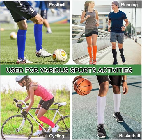 Ultrafun 3 Pairs Leg Sleeves Pre-Cut Soccer Sleeves Compatible with Grip Socks Shin Guards Sleeves for Soccer Football in Kuwait